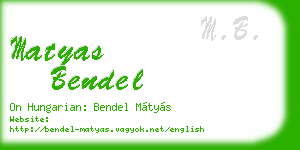 matyas bendel business card